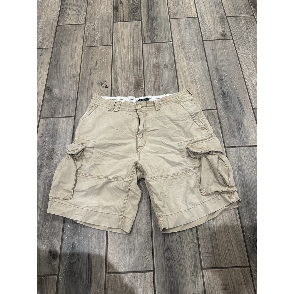 Polo Ralph Lauren Men's Khaki Cargo Shorts Size 36‎ Casual Outdoor Walk Beach